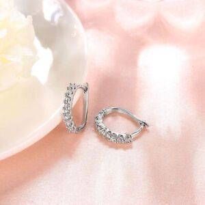 925 Silver/Gold Filled Huggie Hoop Earrings Cubic Zircon Womens Wedding Jewelry