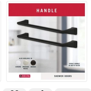 Delta Everly 20 in. Shower and Bathtub  SLIDING GLASS Door Handles Matte Black  - Picture 1 of 4