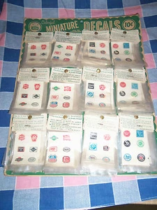 Vintage Easel Back Display IMPKO Miniature Decals about 69 Packages Railroad - Picture 1 of 9