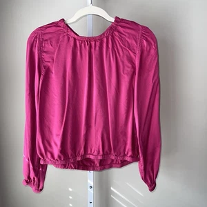 Cloth & Stone Anthropologie Pink Long Sleeve Blouse Women’s Medium Elastic Hem - Picture 1 of 5