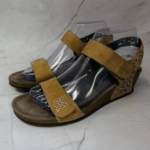 Sandalia floral de cuña de corcho con correa al tobillo Mephisto Lissandra para mujer talla 38 EE. UU. 8 M - Imagen 1 de 10