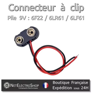 2x Connecteur à Clips pour Pile 9V (6F22) - Picture 1 of 1
