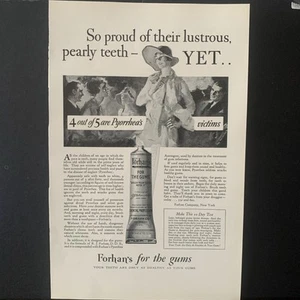 Vintage 1928 Forhan’s Proud Of Their Lustrous Pearly Teeth Ad Advertisement - Picture 1 of 2