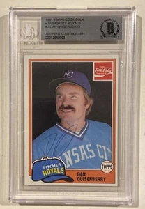 Dan Quisenberry 1981 Topps Coke Signed Baseball Card Beckett BAS Certified Auto - Picture 1 of 4