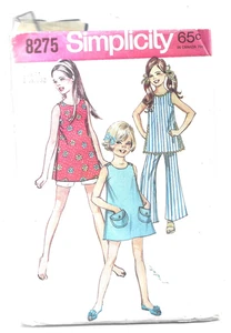 Simplicity 8275 Girls & Chubbies Pants Dress or Top Pattern Size 14 Cut 1969 - Picture 1 of 1
