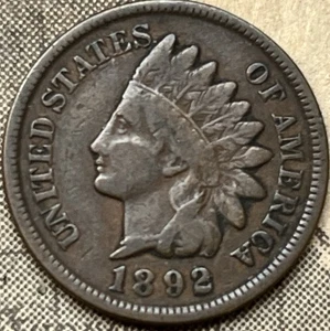 1892 1C Indian Head Cent Uncertified Circulated BN 1 - Picture 1 of 2