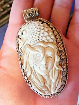 Colgante Lg Tallado Águila, Búho Mujer Foto 1 de 4