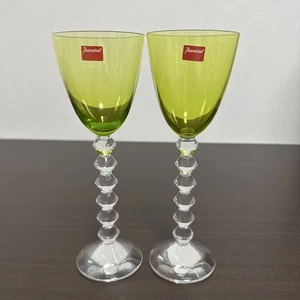 Baccarat Vega Fortissimo Tall Wine Glass Light Green Crystal Glass No Box - Picture 1 of 7