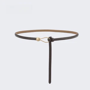 Cinturón ajustable de moda con hebilla de metal dorado de cuero genuino duradero para mujeres - Imagen 1 de 23