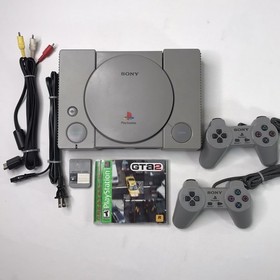 Sony PlayStation PS1 Bundle SCPH-9001 Console + Controllers + Cables + GTA2 Game