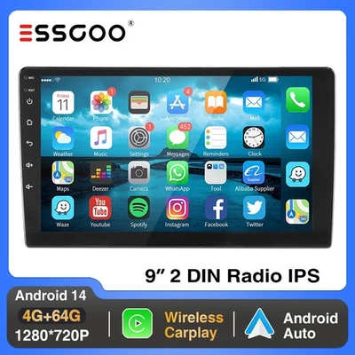 9" Radio Coche 2 DIN Android 14 4+64G Carplay con GPS Nav Bluetooth FM RDS WiFi - Imagen 1 de 4
