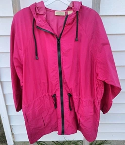 St. John’s Bay Women’s Pink Vintage Rain Coat “Anorak in a Pouch” Size M/L 90's - Picture 1 of 9