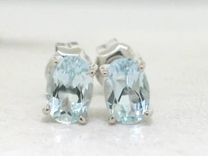 Aquamarin Ohrstecker 585 Weißgold 14Kt Gold 2 natürliche facettierte Aquamarine - Bild 1 von 4