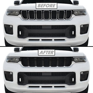 Chrome Delete Blackout Overlay for 21-22 Jeep Grand Cherokee L Upper Grill Trim