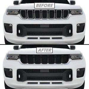 Chrome Delete Blackout Overlay for 21+ Jeep Grand Cherokee L Upper Grill Trim - Bild 1 von 4