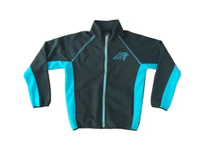 Carolina Panthers Jacket Men Medium Black Solid NFL Full Zip Adult Stretch blue - Picture 1 of 15