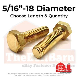 5/16"-18 Brass Hex Tap Bolts Full Thread (Choose Length & Qty) - Picture 1 of 11