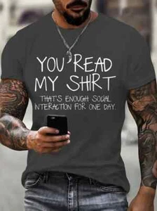 "That's Enough Interaction" Funny Sarcastic T-shirt-Humorous Men's Plus Size 6XL - Picture 1 of 5