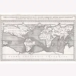 Mapa más antiguo del mundo en mostrar corrientes; mapa antiguo de Kircher, 1665 - Imagen 1 de 11