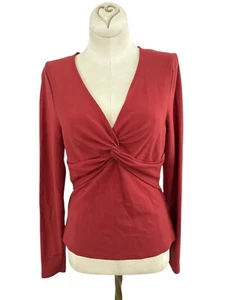 Boden Damen-Langarmshirt rot vorne zum Binden V-Ausschnitt Größe 8 lässig Bluse Oberteil - Bild 1 von 8