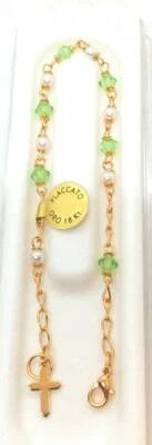 18K Gold-plated Peridot Crystal - Pearls Bracelet Made in Italy - Image 1 of 3