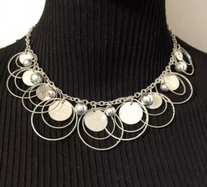 Apt 9 Boho Silber Ringe Kugeln Perlen Statement Cluster Kreise Latz Halskette - Bild 1 von 5