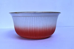 Vintage Émaillé Bassin Doré Bordure Rouge Blanc Côtelé Schack & Co Czechoslova " - Photo 1/11