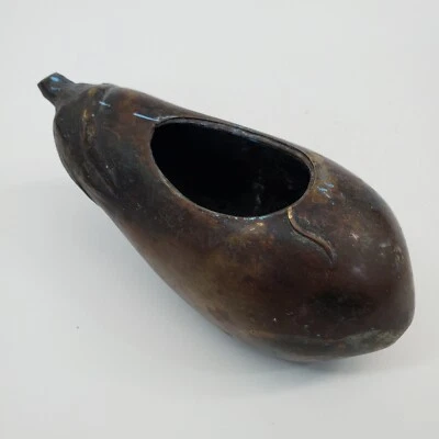 Antigua lavadora de cepillo de pintor/calígrafo con forma de berenjena de bronce 6,5" Foto 1 de 4