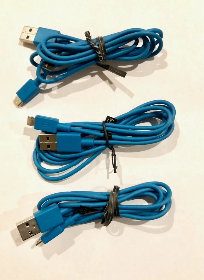 Lote de 3 cabos originais T-Mobile MICRO USB cabo de sincronização de carregamento - azul - Imagem 1 de 1