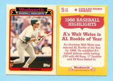 1988 Woolworth Baseball Highlights # 5 Walt Weiss - Rookie of the Year  Box 736