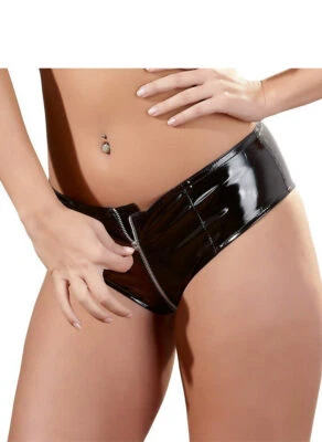 Lack Panty mit Zip durch den Schritt Slip dessous Unterwäsche S M L XL "Veniay" - Bild 1 von 3