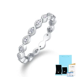 Anillo Banda Eternidad MOISSANITA 1.2mm Plata de Ley 925 Gran Regalo Talla 56789 - Imagen 1 de 9