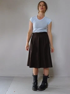 Vintage retro true 70s unused 12 M brown flared midi skirt NOS - Bild 1 von 5