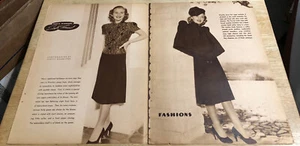 Anuncios de moda PRISCILLA LANE 1940 - Anuncios vintage de 2 páginas y 2 caras - Imagen 1 de 2