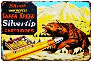 Winchester Ammo Bullet Silvertip Cartridge Vintage LOOK Reproduction metal sign - Picture 1 of 2