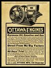 1917 Ottawa Engines NEUF panneau métallique : gaz, kérosène, pétrole, essence Ottawa, Kansas