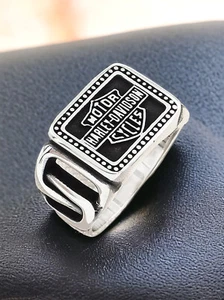 Massiver 925 Silber Harley Davidson Biker Motorrad Unisex Ring #2 - Bild 1 von 3