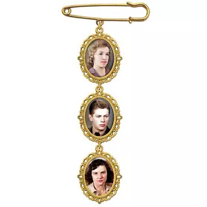 Wedding Bouquet Memorial Remembrance Photo Charm Bright Gold Holds 3 Pictures... - Picture 1 of 2