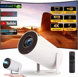 5G 4K Smart Projector HD LED WiFi Bluetooth HDMI USB Android Office Home Theater - Picture 1 of 8