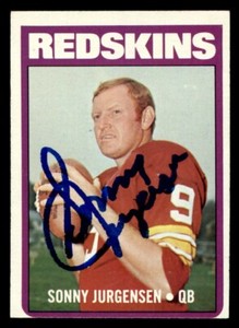 1972 Topps Football #195 Sonny Jurgensen Auto Autograph JSA
