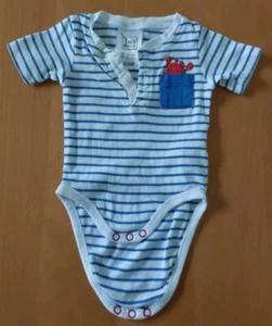 Bekleidung Baby Body Gr. 62/68 Kurzarm weiß blau gestreift Baumwolle Poco Piano - Bild 1 von 5
