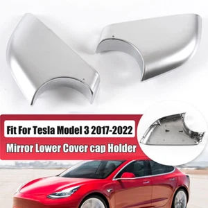 1 par de cubierta de espejo retrovisor para 2017 2018-2022 Tesla Model 3 soporte inferior cromado - Imagen 1 de 8