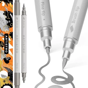 ARTISTRO 2 Silver Acrylic Paint Pens, 1 Count (Pack of 2), - Picture 1 of 6