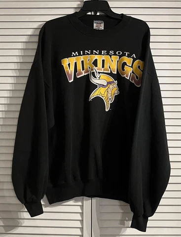 Minnesota Vikings Sweatshirt Mens 2X Black JerZees Super Sweats Crew Neck Cover