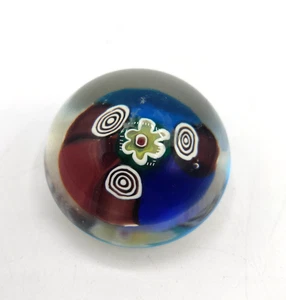 Vintage Glass Millefiori Paperweight Blue Purple Pink 1.75" Across - Picture 1 of 6