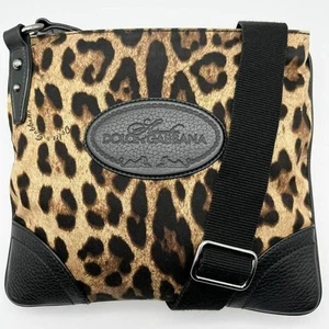 Dolce & Gabbana Tasche Schulter Leopard Handtasche Leder Canvas schwarz beige echt - Bild 1 von 24