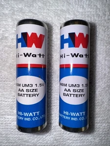 2 Mindex Hi-Watt 1970s Vintage Retro AA Batteries 1.5v Collectible Hong Kong - Picture 1 of 4
