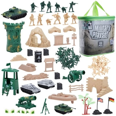 100-Pcs Toy Army Men Action Figures for Boys in 2 Colors, Soldiers Toys Play Set - Image 1 of 4