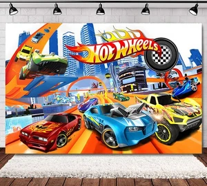 Hot Wheels Kids Birthday Party Backdrop Banner Studio Home Photo Background - Picture 1 of 8