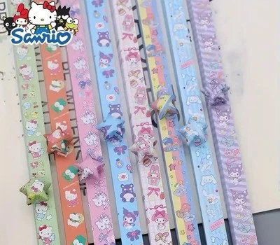 Sanrio Lucky Star Origami Paper Wishing Folding Ribbon Sheet 60 Strips 6 Colors